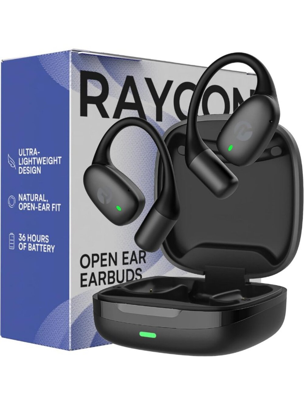 Wireless Open Ear Earbuds - Sweat & Water-Resistant Bluetooth Headphones, 36H